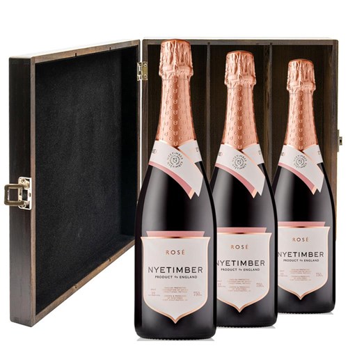 Nyetimber Rose English Sparkling Wine 75cl Treble Elm Wood Gift Boxed (3x75cl)